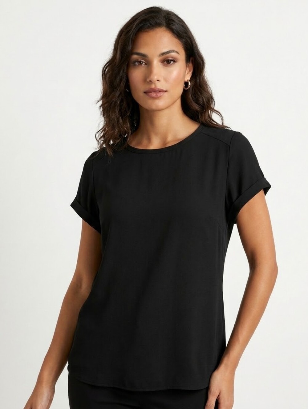 Chico's Black Short-Sleeve Crewneck Tee Chico's Size 3 - US XL